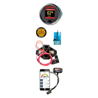 Balmar® SG200 - SG200 2.1" Black Dial/Stainless Steel Bezel In-Dash Mount Battery Monitor Kit