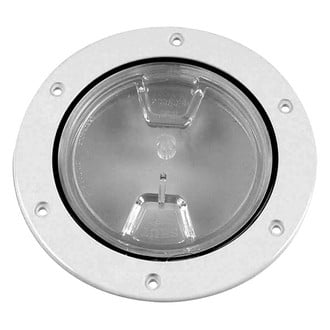 Beckson® - 6-1/8" O.D. x 4" I.D. White/Clear/Smooth ABS Screw-Out Deck Plate