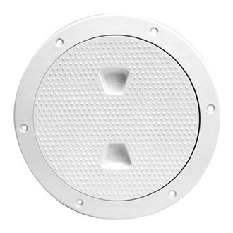 Beckson® - 8-1/8" O.D. x 6" I.D. White/Dimple ABS Screw-Out Deck Plate