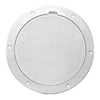 Beckson® - 8-1/8" O.D. x 6-3/16" I.D. White/Dimple ABS Pry-Out Deck Plate