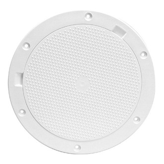 Beckson® - 10" O.D. x 7-5/8" I.D. Dimple/White ABS Pry-Out Deck Plate