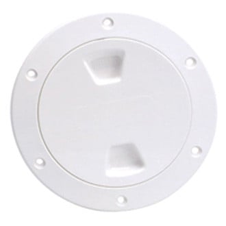 Beckson® - 6-1/8" O.D. x 4" I.D. White/Smooth ABS Screw-Out Deck Plate