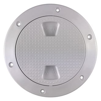 Beckson® - 6-1/8" O.D. x 4" I.D. White/Pebble ABS Screw-Out Deck Plate