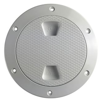 Beckson® - 6-1/8" O.D. x 4" I.D. White/Diamond ABS Screw-Out Deck Plate