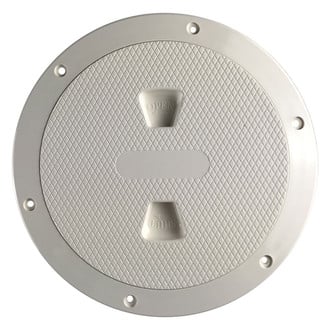 Beckson® - 8-1/8" O.D. x 6" I.D. Beige/Diamond ABS Screw-Out Deck Plate