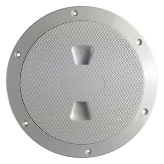 Beckson® - 8-1/8" O.D. x 6" I.D. White/Diamond ABS Screw-Out Deck Plate