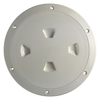 Beckson® - 8" O.D. x 7-5/8" I.D. Beige/Diamond ABS Screw-Out Deck Plate