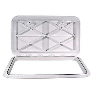 Beckson® - 24" L x 14" W White Rectangular Low Profile Flat Base Inspection Hatch