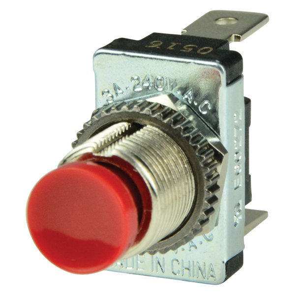 BEP® - 12 - 24 V DC 10 A Off/(On) Red 1-Pole 1-Circuit Single Throw SPST Contact Push Button Switch