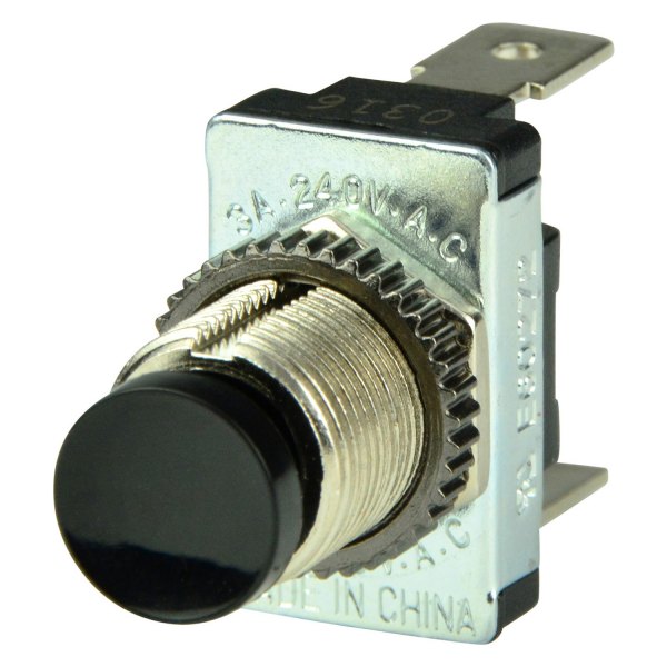 BEP® - 12 - 24 V DC 10 A Off/(On) Black 1-Pole 1-Circuit Single Throw SPST Contact Push Button Switch