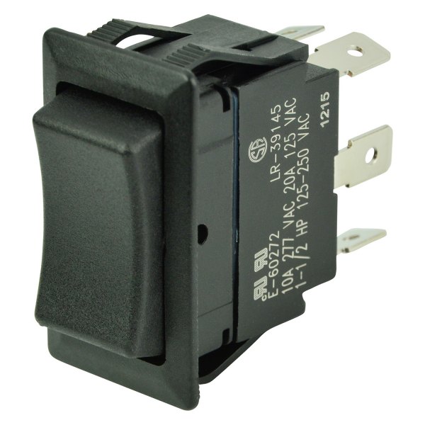 BEP® - 12 V DC 25 A On/Off/On Black 2-Pole 2-Circuit Double Throw DPDT Rocker Switch