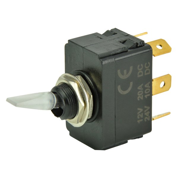 BEP® - 12 V DC 25 A On/Off/On 1-Pole 2-Circuit Double Throw SPDT Lighted Toggle Switch