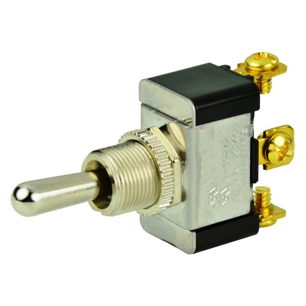 BEP® - 12 - 24 V DC 15/25 A (On)/Off/(On) Chrome Plated 1-Pole 2-Circuit Double Throw SPDT Toggle Switch