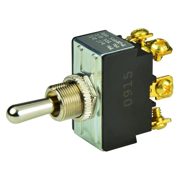 BEP® - 12 - 24 V DC 15/25 A (On)/Off/(On) Chrome Plated 2-Pole 2-Circuit Double Throw DPDT Toggle Switch
