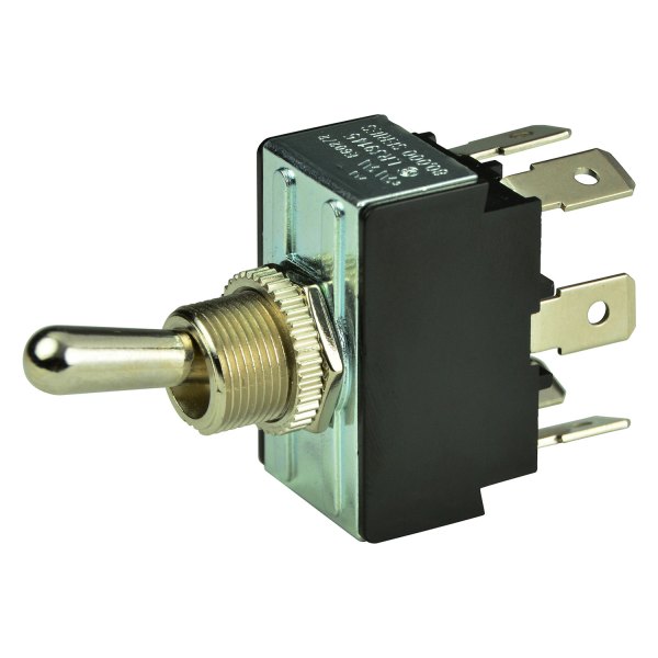 BEP® - 12 V DC 25 A On/Off/(On) Chrome Plated 2-Pole 2-Circuit Double Throw DPDT Toggle Switch