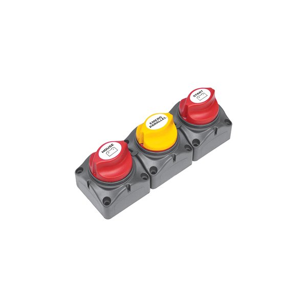 BEP® - 2-Way Horizontal Mount Battery Switch Distribution Cluster with Two Dedicated Battery Banks for Single Engines