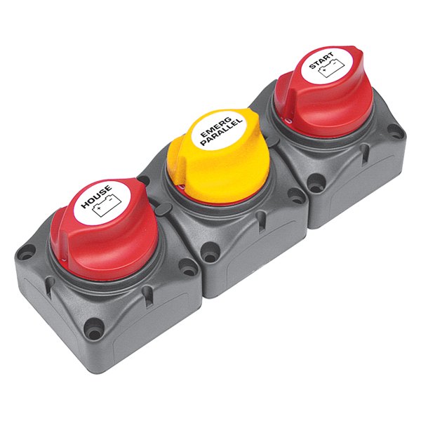 BEP® - 2-Way Vertical Mount Battery Switch Distribution Cluster with Two Dedicated Battery Banks for Single Engines