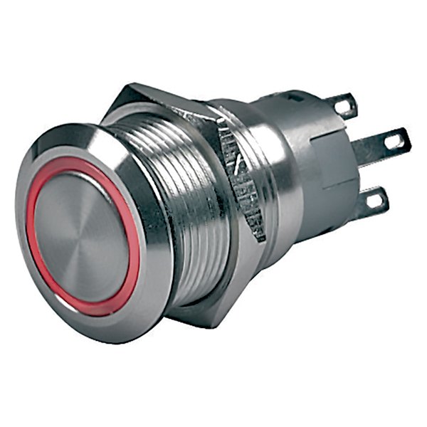 BEP® - 12 V DC 5 A On/Off Red Push Button Switch with Red LED Ring