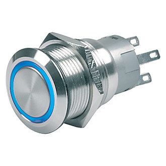 BEP® - 12 V DC 5 A On/Off Blue LED Push Button Switch with Blue LED Ring
