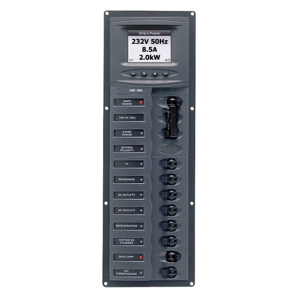 BEP® - 8-Gang 2 Inputs 230 V AC 30 A Vertical Mount Circuit Breaker Panel with Digital Monitoring