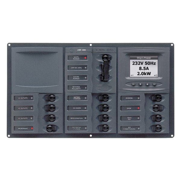 BEP® - 12-Gang 2 Inputs 230 V AC 30 A Circuit Breaker Panel with Digital Monitoring
