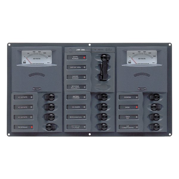 BEP® - 12-Gang 2 Inputs 230 V AC 30 A Circuit Breaker Panel with 2 Analog Monitorings