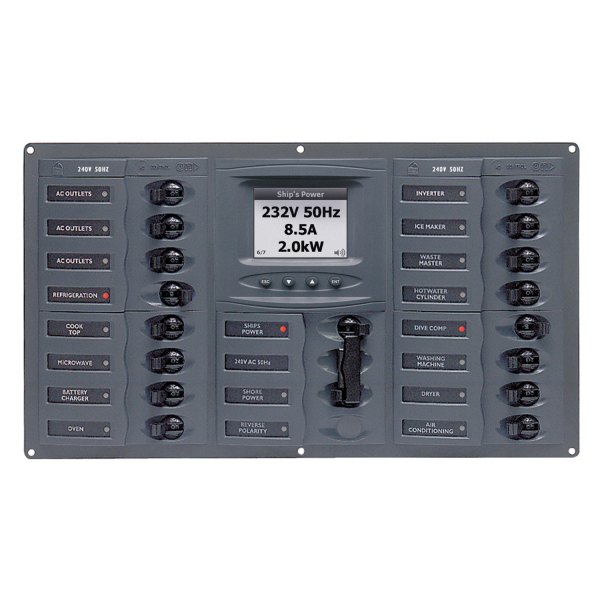 BEP® - 16-Gang 2 Inputs 230 V AC 50 A Circuit Breaker Panel with Digital Monitoring