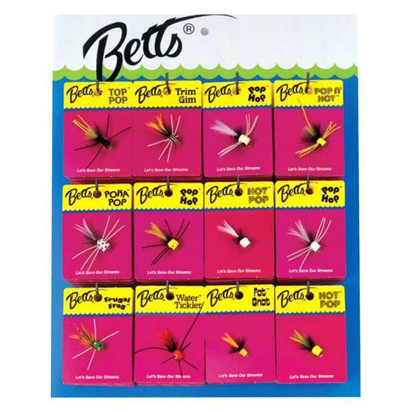 Betts® - Popper Display Assorted Panfish Popper Fly Lures, 72 Pieces