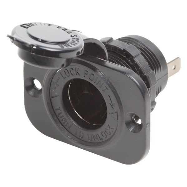 Blue Sea Systems® - 15 A 12 V DC Black Twist-Lock Dash Socket with Watertight Cap
