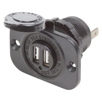 Blue Sea Systems® 1016 - 2.1 A 12/24 V DC Black Dual USB Charger