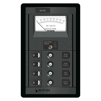 Blue Sea Systems® - 4-Position Switch CLB Vertical Panel with Meter