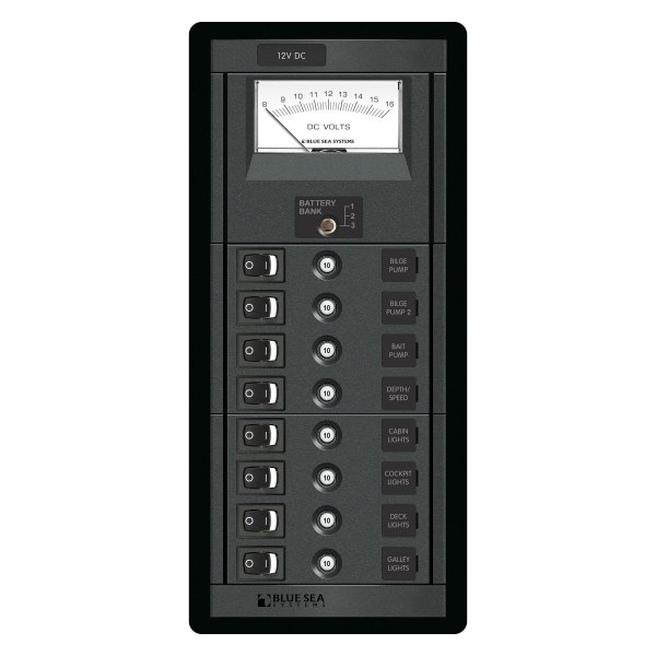 Blue Sea Systems® - 8-Position Switch CLB Vertical Panel with Meter
