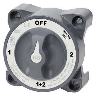 Blue Sea Systems® - HD-Series 32 V DC 500 A 4-Position Gray Tinned Copper Heavy-Duty Selector Battery Switch
