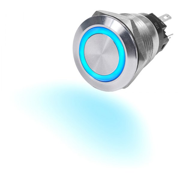 Blue Sea Systems® - 12 V DC 3/10 A Off/On Blue 1-Pole LED Ring Push Button Switch