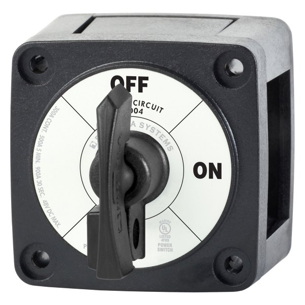Blue Sea Systems® - 48 V DC 300 A On/Off Black Tinned Copper 1-Circuit Toggle Switch with Locking Key