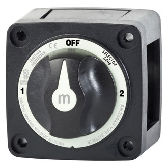 Blue Sea Systems® - M-Series™ 32 V DC 300 A 3-Position Black Tinned Copper Selector Battery Switch
