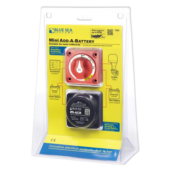 Blue Sea Systems® - M-Series Mini Dual Circuit Plus™ 12 - 24 V DC 65 A Red Add-A-Battery Kit