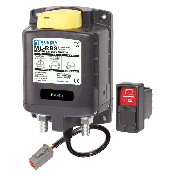 Blue Sea Systems® - ML-RBS 9 - 16 V DC 500 A (On)/Off/(On) SPDT Deutsch DTM Bi-Stable Remote Battery Switch with Manual Control