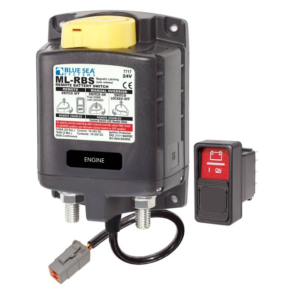 Blue Sea Systems® - ML-RBS 20.2 - 32.9 V DC 500 A Off/On SPDT LED Remote Battery Switch with Manual Control