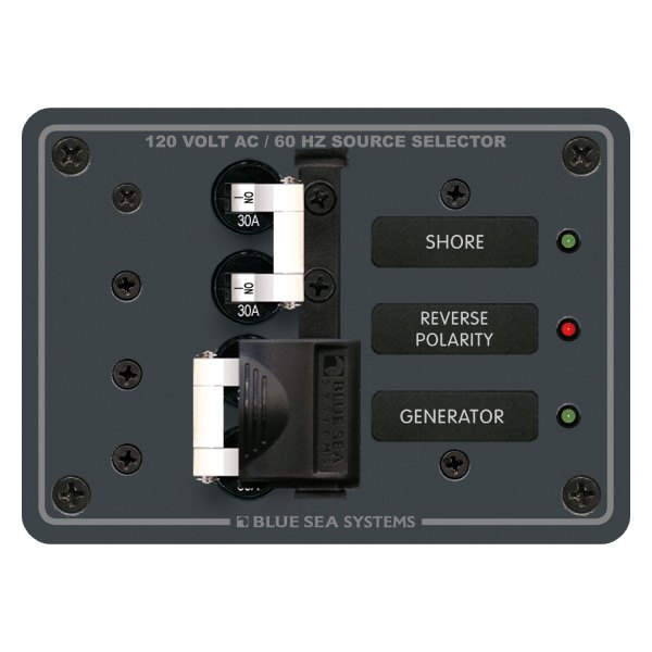 Blue Sea Systems® - Traditional Metal Panel with 120V AC 30A Toggle Source Selector