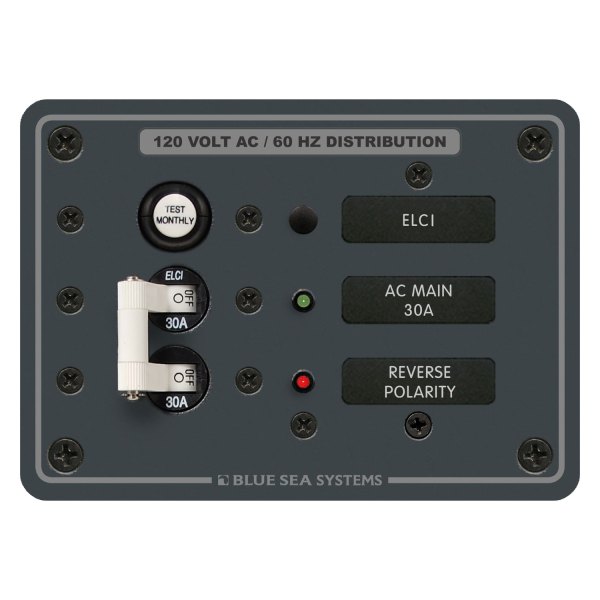 Blue Sea Systems® - ELCI Main 30A Double Pole Traditional Metal Panel
