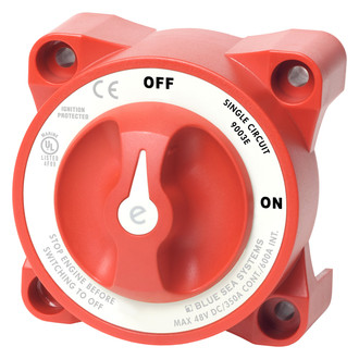 Blue Sea Systems® - e-Series™ 48 V DC 350 A 2-Position On/Off Red Tinned Copper 1-Circuit Battery Switch