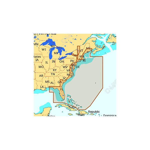 C-MAP® - Max Wide East Coast and the Bahamas C-Card Format Electronic Chart