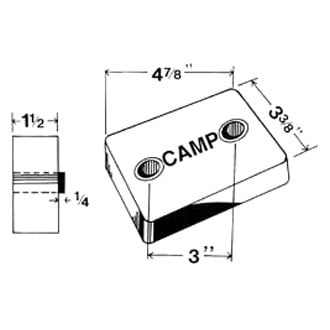 Camp Company® B-6 - 4.875" L x 3.375" W x 1/2" H Zinc Hull Plate Anode