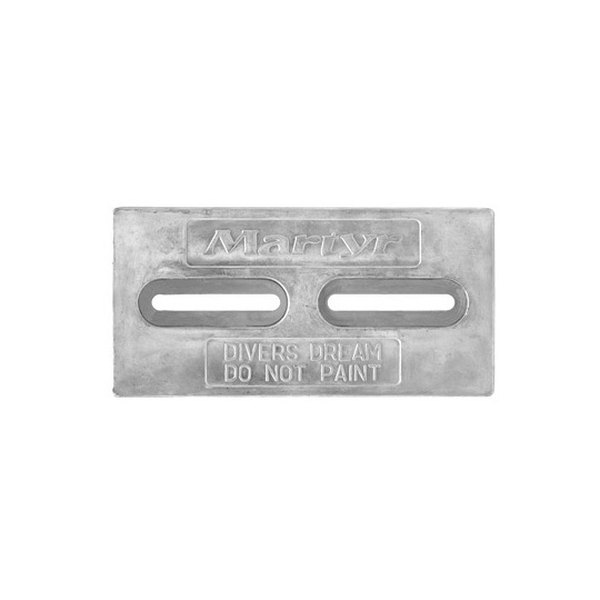 Martyr® - Diver's Dream™ 12" L x 6" W x 0.5" H Magnesium Rectangular Hull Plate Anode