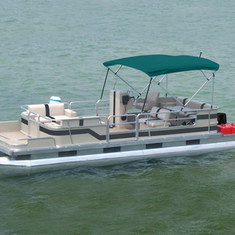 Carver® - 8' L x 96"-102" W Persian Green Sunbrella™ Acrylic Square Tube 4-Bow Standard Pontoon Bimini Topwith Storage Boot