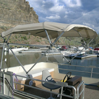 Carver® - 8' L x 96"-102" W Cadet Gray Sunbrella™ Acrylic Square Tube 4-Bow Standard Pontoon Bimini Topwith Storage Boot