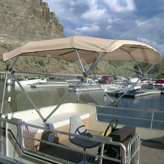Carver® - 8' L x 96"-102" W Linen Sunbrella™ Acrylic Square Tube 4-Bow Standard Pontoon Bimini Topwith Storage Boot