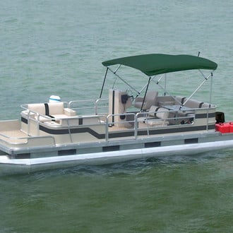 Carver® - 8' L x 96"-102" W forest Green Sunbrella™ Acrylic Square Tube 4-Bow Standard Pontoon Bimini Topwith Storage Boot