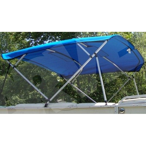  Carver® - 8' L x 96"-102" W Pacific Blue Sunbrella™ Acrylic 4-Bow Square Pontoon Bimini Top with Light Cut-Out